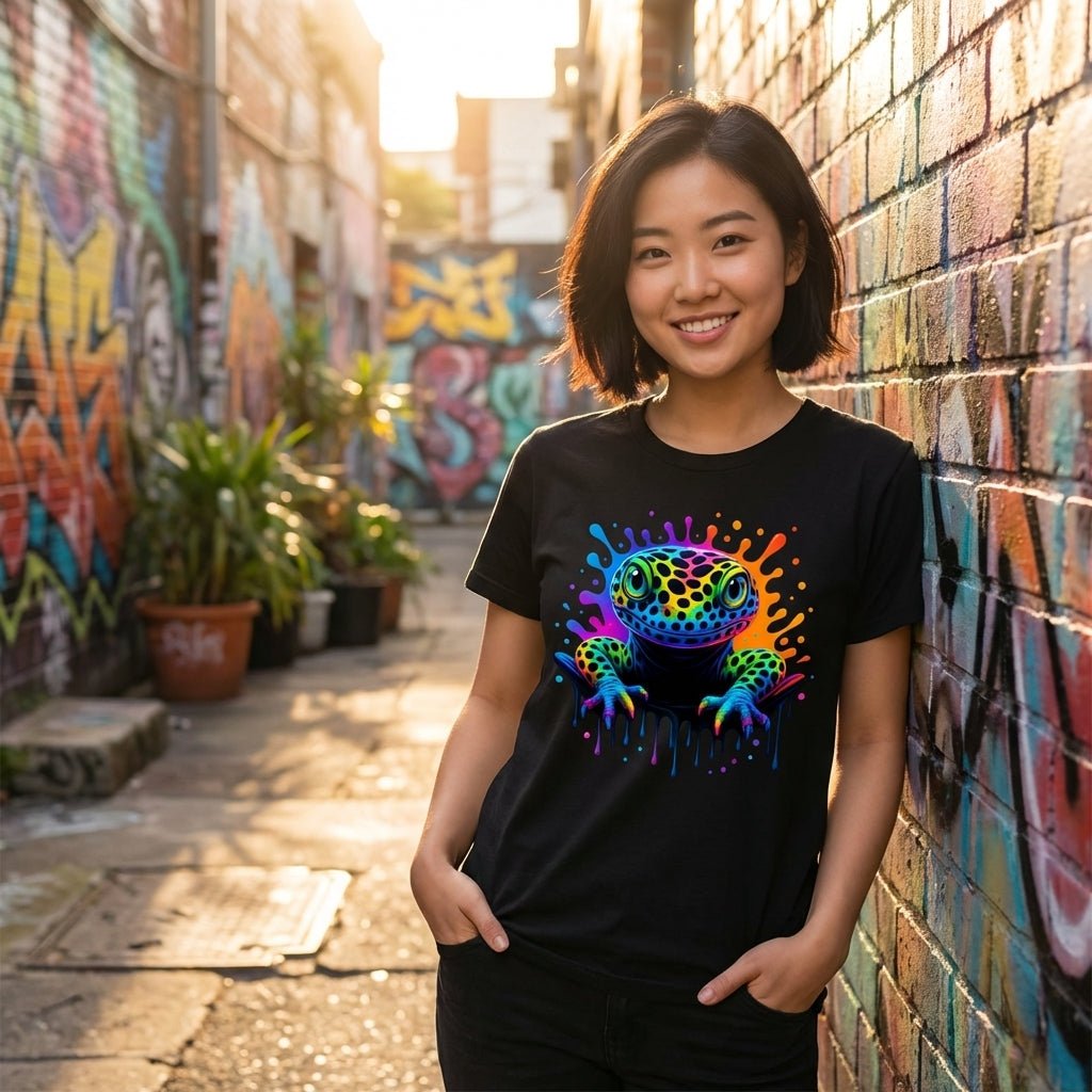 Adult T-shirt: Rainbow Leopard Gecko Tee - Red River Exotics