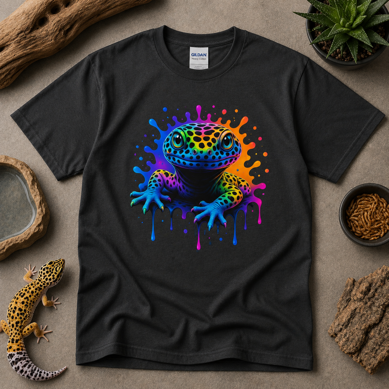 Adult T-shirt: Rainbow Leopard Gecko Tee