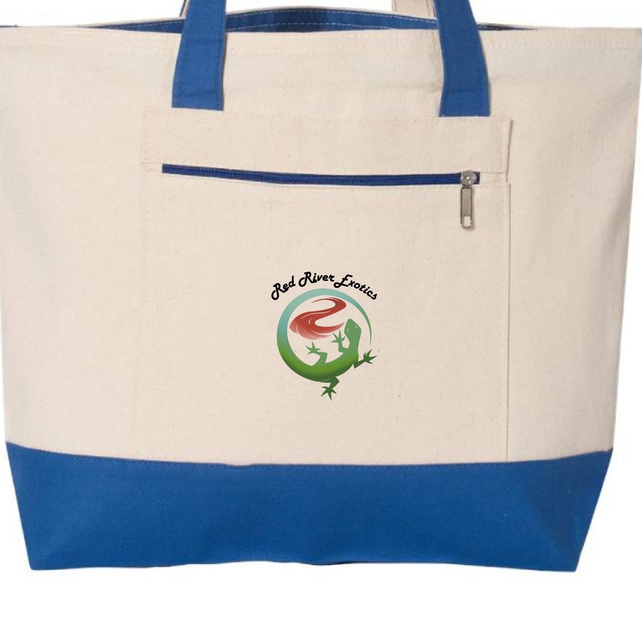 Red River Exotics Logo Cotton Canvas Zippered Tote - Red River Exotics