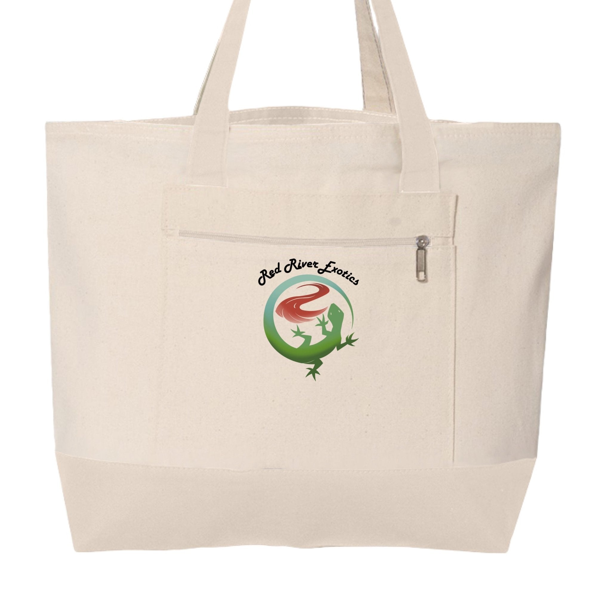 Red River Exotics Logo Cotton Canvas Zippered Tote - Red River Exotics