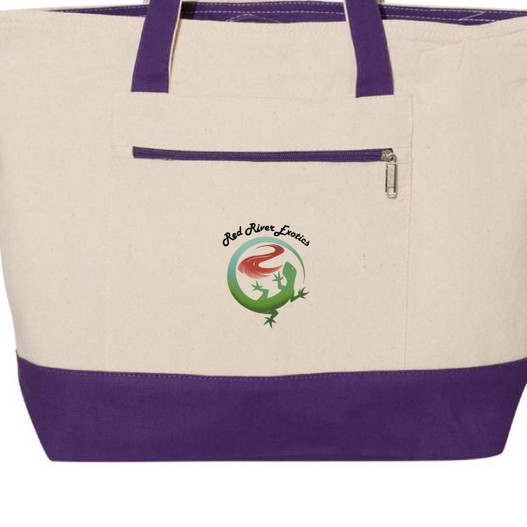 Red River Exotics Logo Cotton Canvas Zippered Tote - Red River Exotics