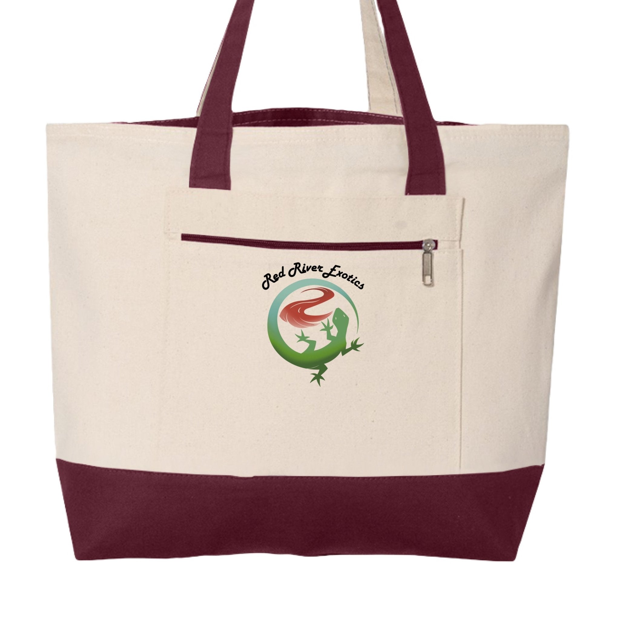Red River Exotics Logo Cotton Canvas Zippered Tote - Red River Exotics