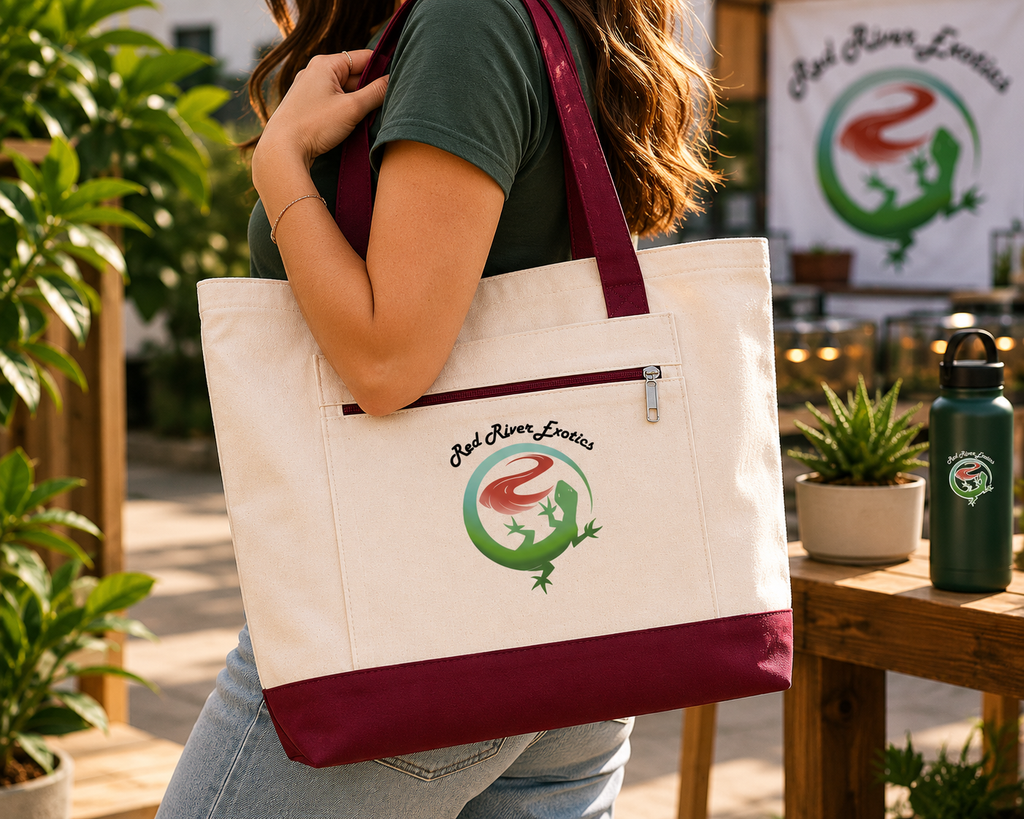 Red River Exotics Tote Bag | Reptile Lover Canvas Carry Bag