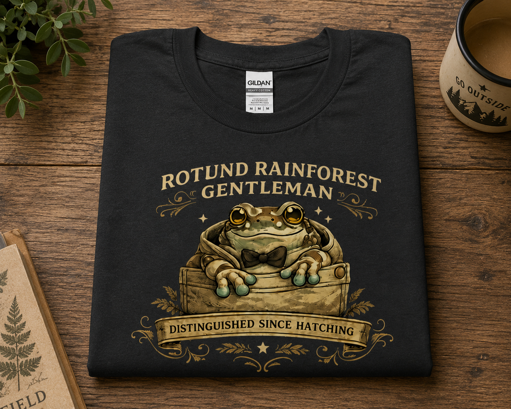 Rotund Rainforest Gentleman Frog T-Shirt | Funny Milk Frog Tee