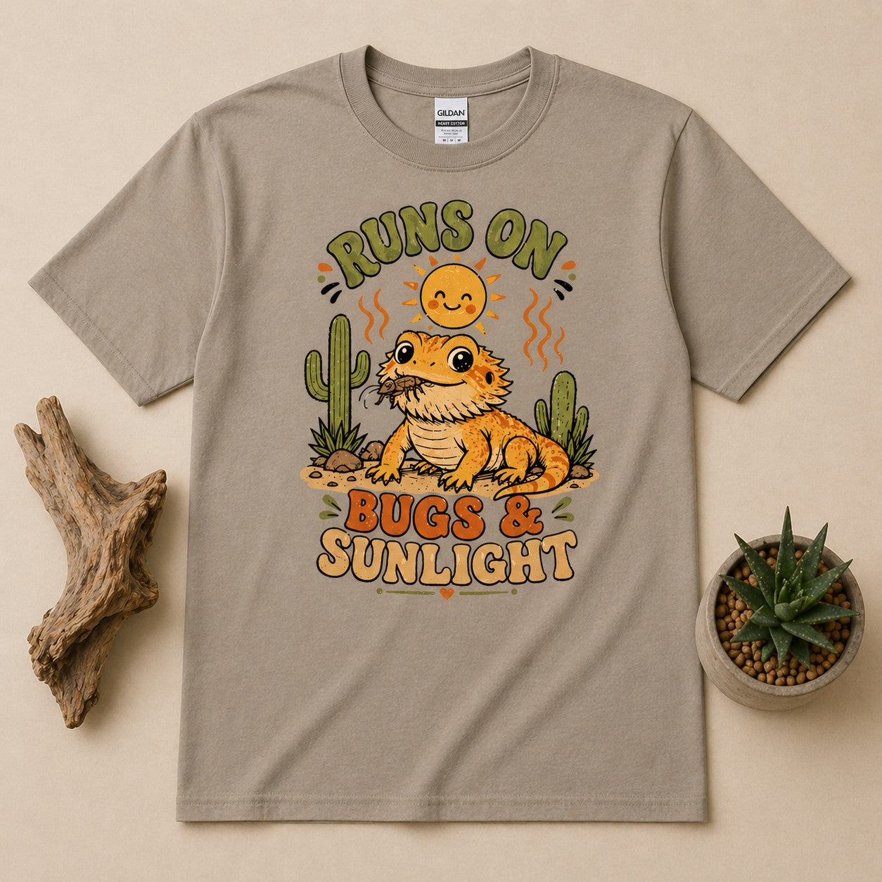 Runs on Bugs and Sunlight -  Bearded Dragon Tee