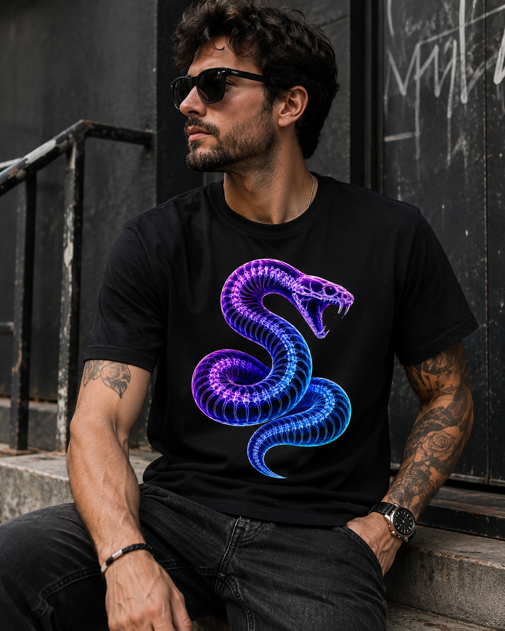 Neon Venom Snake T-Shirt – Cyberpunk Serpent Graphic Tee