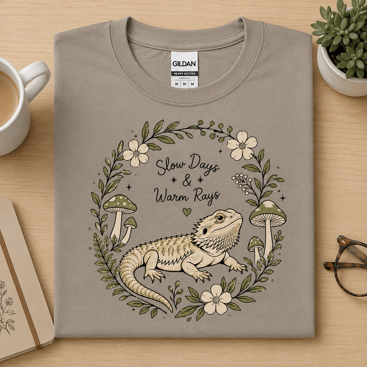 Slow Days and Warm Rays - Bearded Dragon Tee
