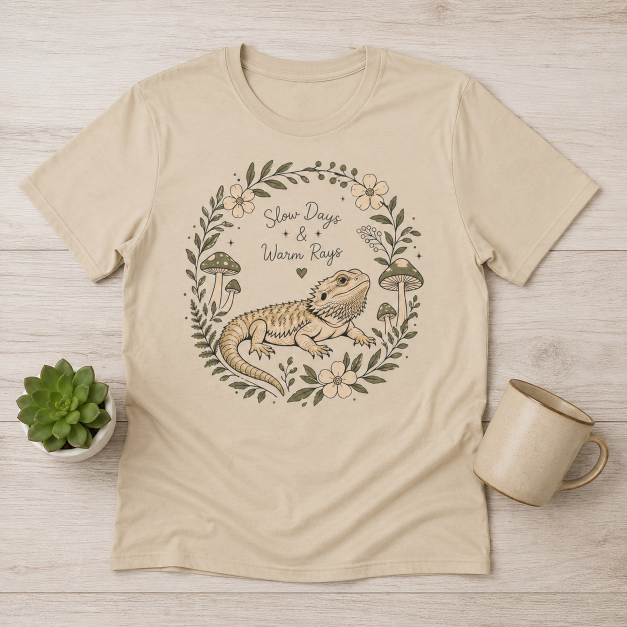 Slow Days & Warm Rays Bearded Dragon Nature T-Shirt | Red River Exotics