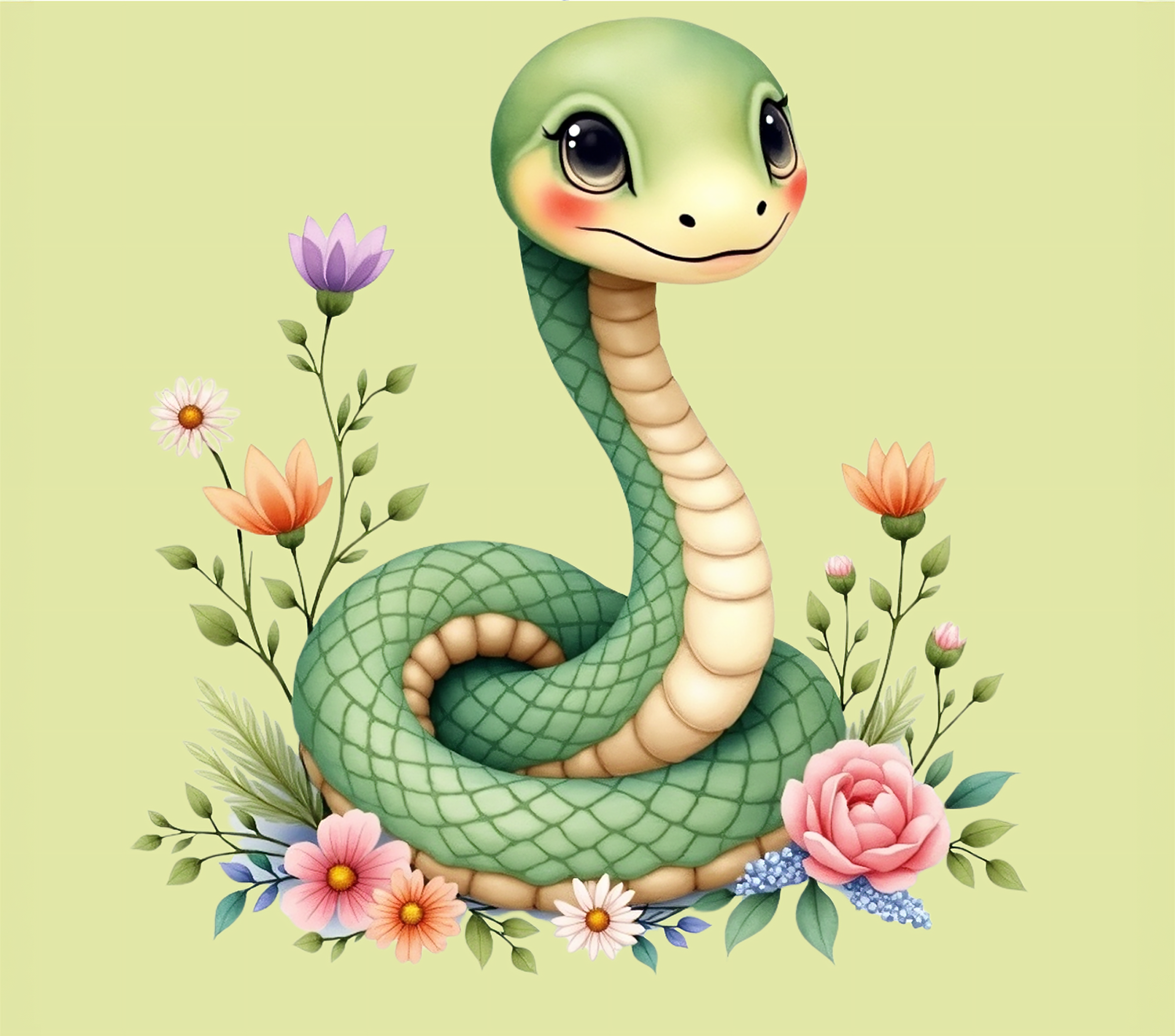 Cute Snake Floral 20oz Stainless Tumbler