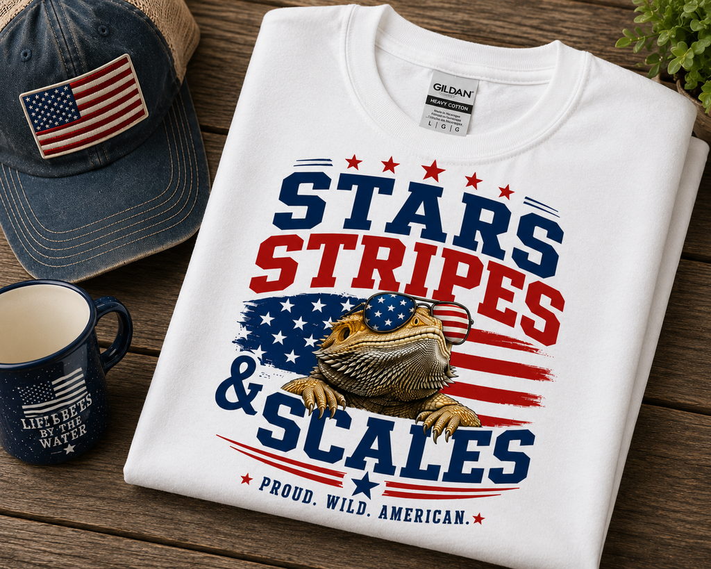 Stars Stripes & Scales Bearded Dragon Shirt | Funny Patriotic 4th of July Tee