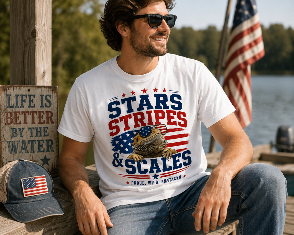 Stars Stripes & Scales Bearded Dragon Shirt | Funny Patriotic 4th of July Tee
