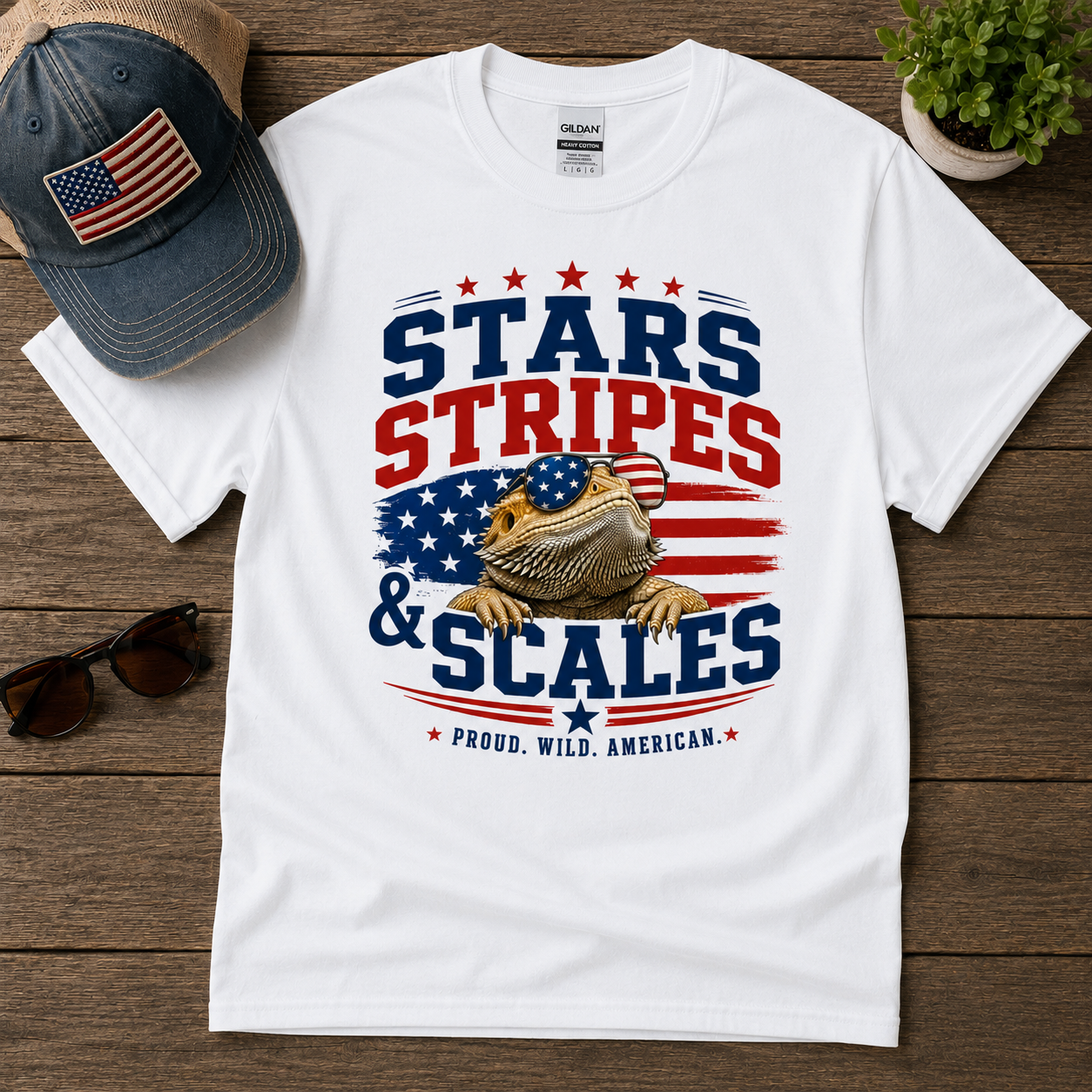 Stars Stripes & Scales Bearded Dragon Shirt | Funny Patriotic 4th of July Tee