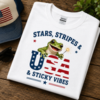 Stars, Stripes & Sticky Vibes Shirt | Funny 4th of July Frog Tee