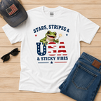 Stars, Stripes & Sticky Vibes Shirt | Funny 4th of July Frog Tee