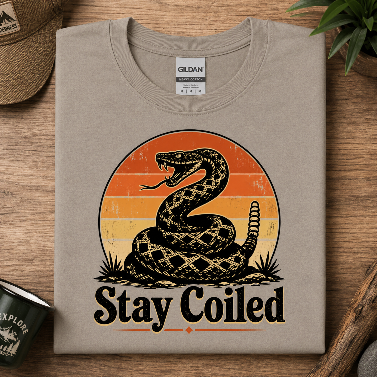 Stay Coiled - Retro Rattlesnake Tee