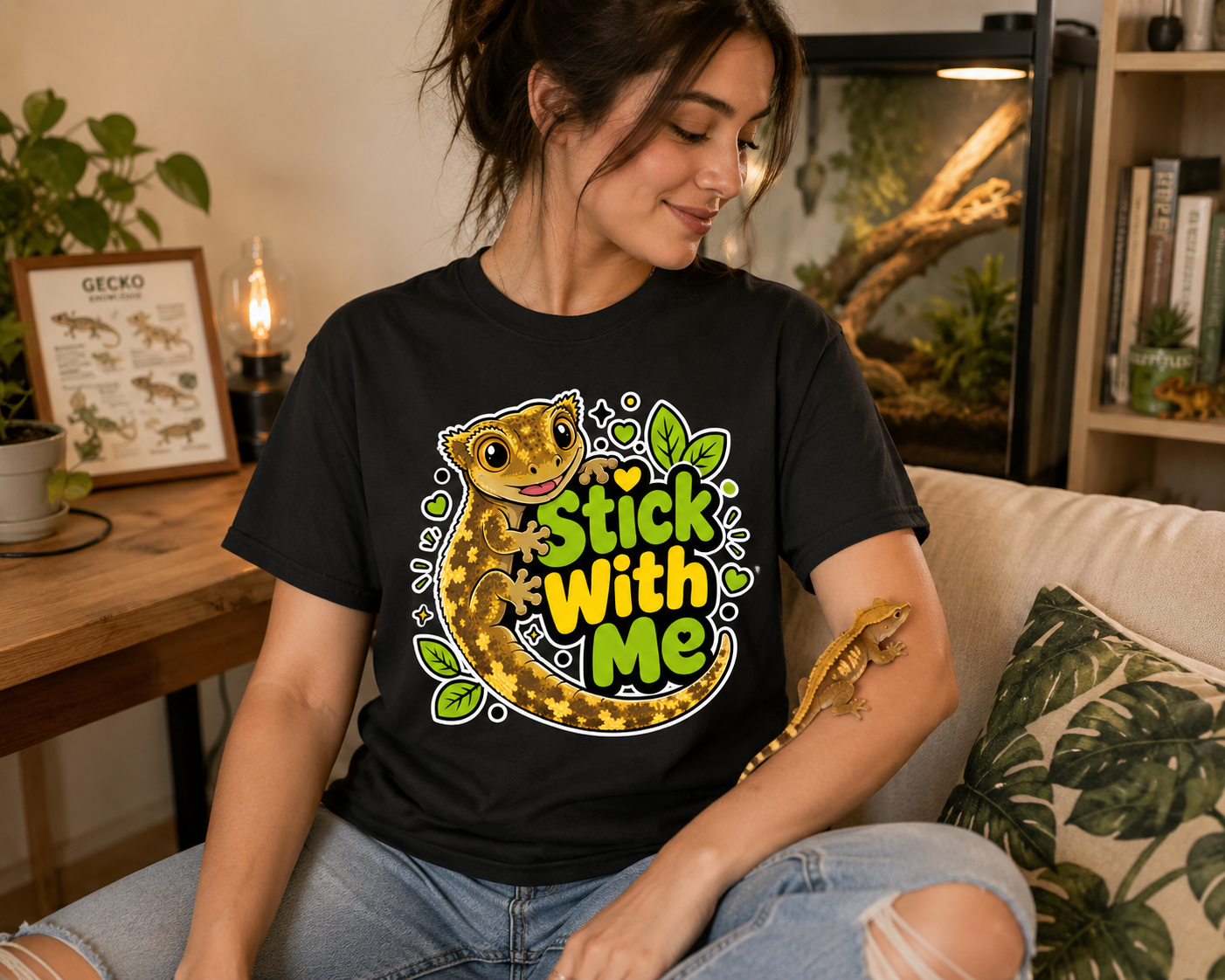 Stick with Me - Crested Gecko Tee