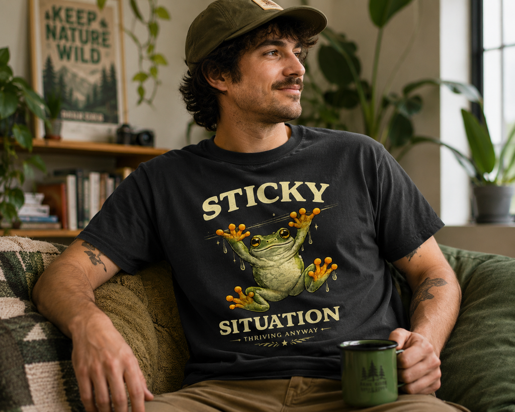 Sticky Situation Thriving Anyway Frog T-Shirt | Funny Tree Frog Tee