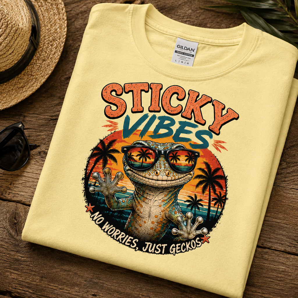 Sticky Vibes Gecko Shirt | Funny Tropical Gecko Lover Summer Tee