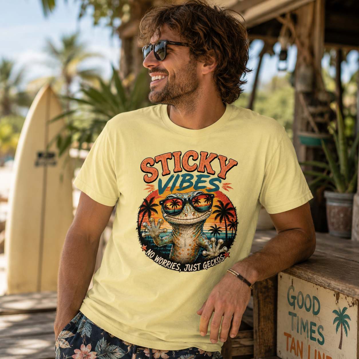 Sticky Vibes Gecko Shirt | Funny Tropical Gecko Lover Summer Tee
