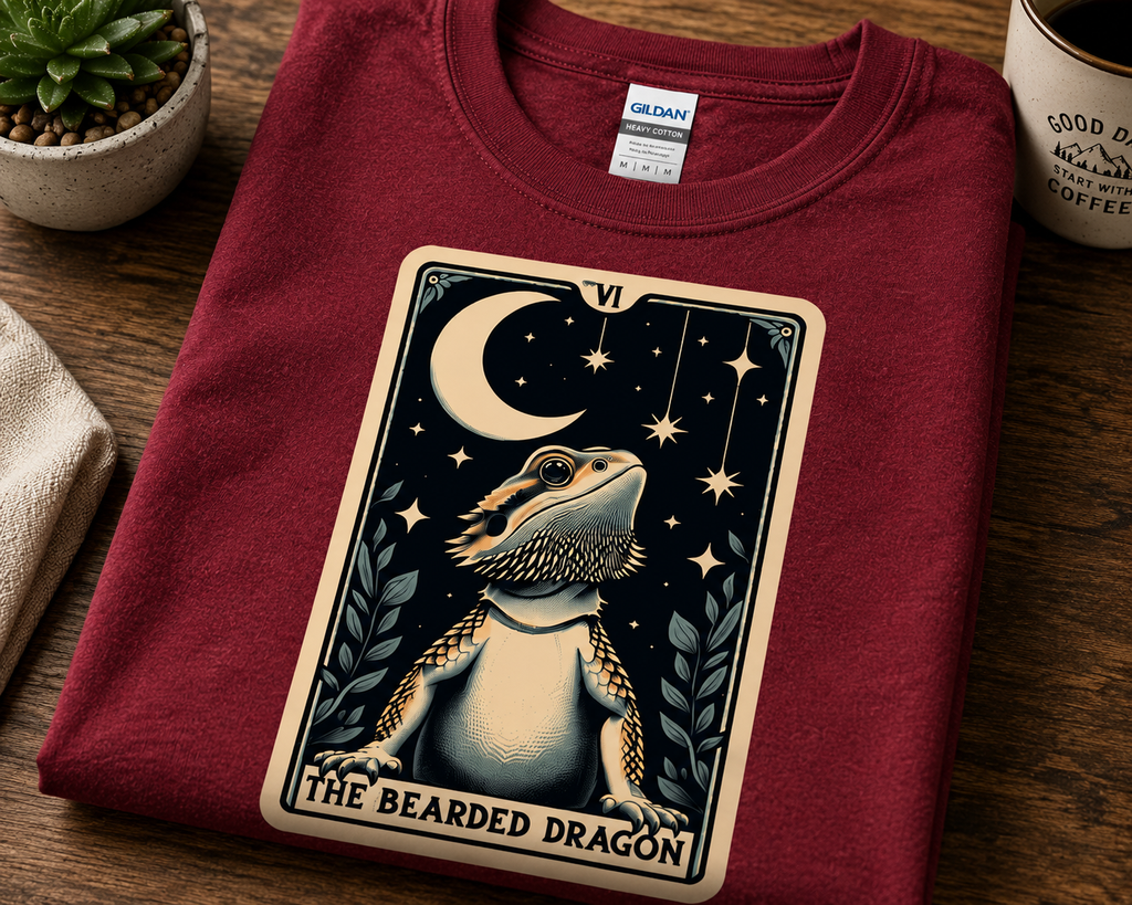 Bearded Dragon Tarot Card Shirt | Mystical Reptile Lover Graphic Tee