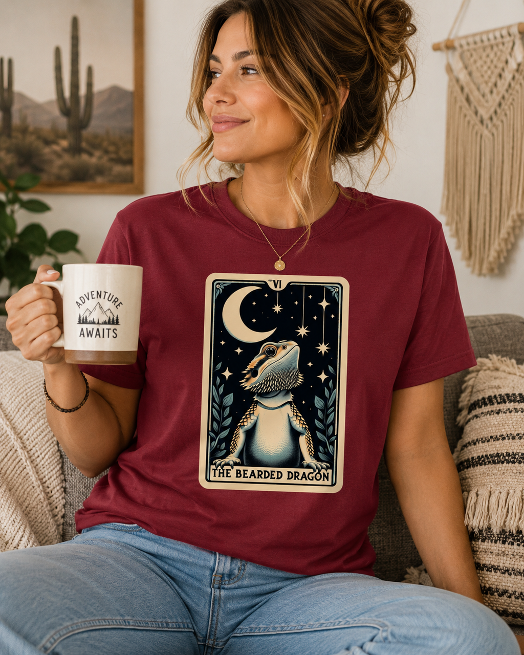 Bearded Dragon Tarot Card Shirt | Mystical Reptile Lover Graphic Tee
