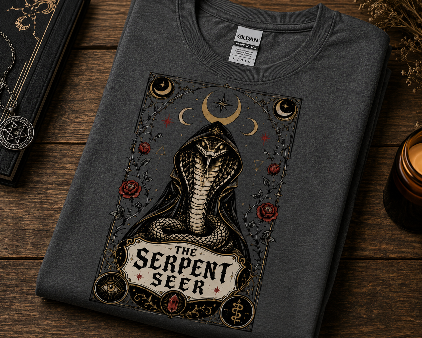 The Serpent Seer Shirt | Mystical Snake Gothic Occult Graphic Tee