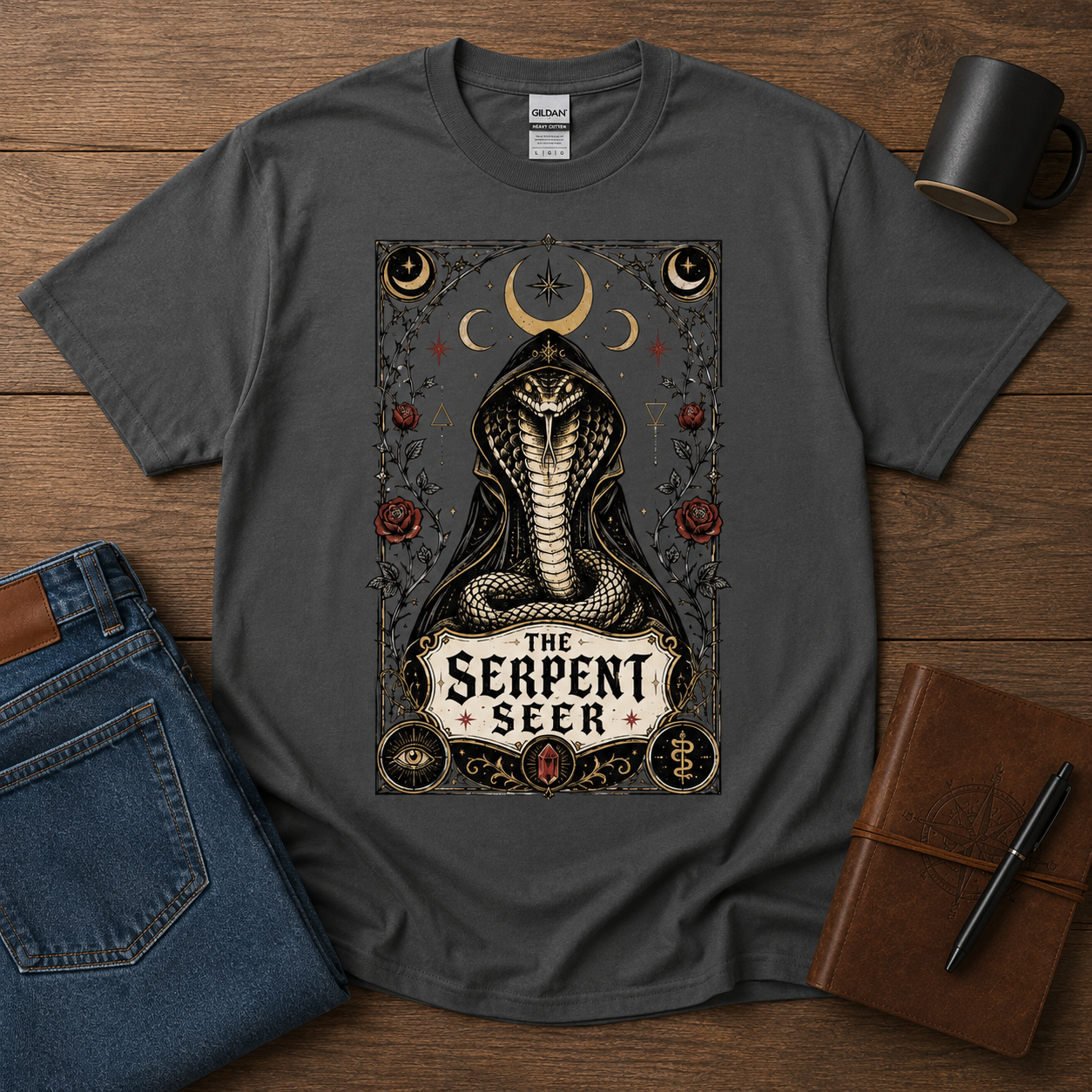 The Serpent Seer Shirt | Mystical Snake Gothic Occult Graphic Tee