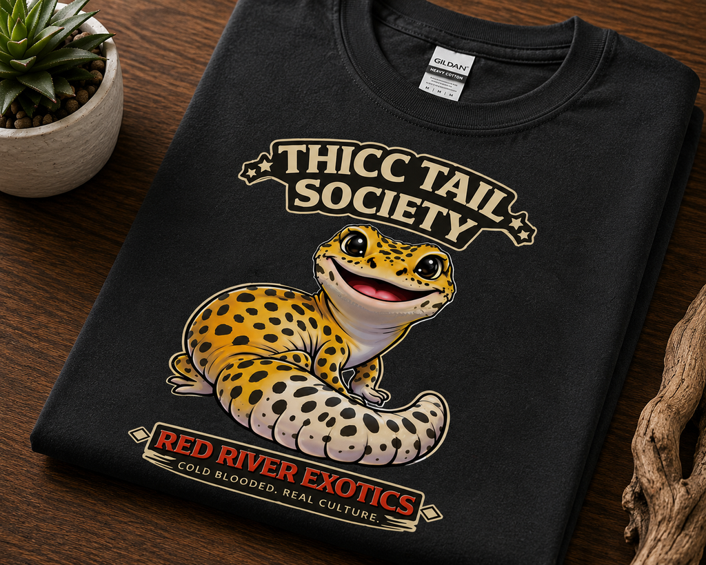 Thicc Tail Society Leopard Gecko T-Shirt | Funny Reptile Lover Tee | Red River Exotics