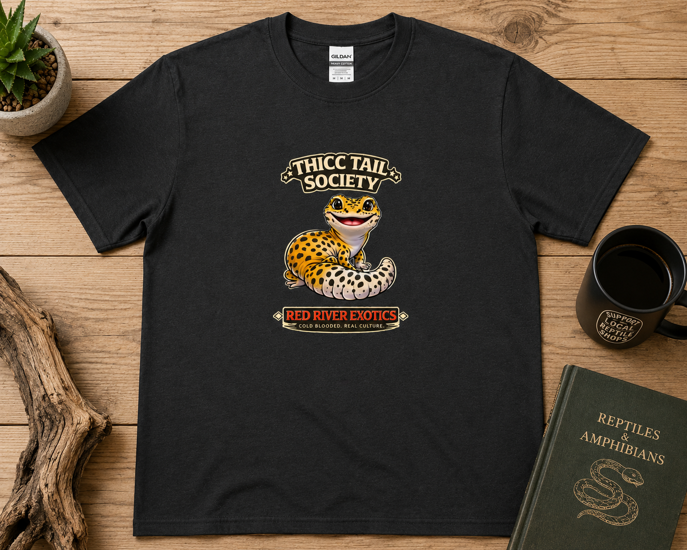 Thicc Tail Society Leopard Gecko T-Shirt | Funny Reptile Lover Tee | Red River Exotics