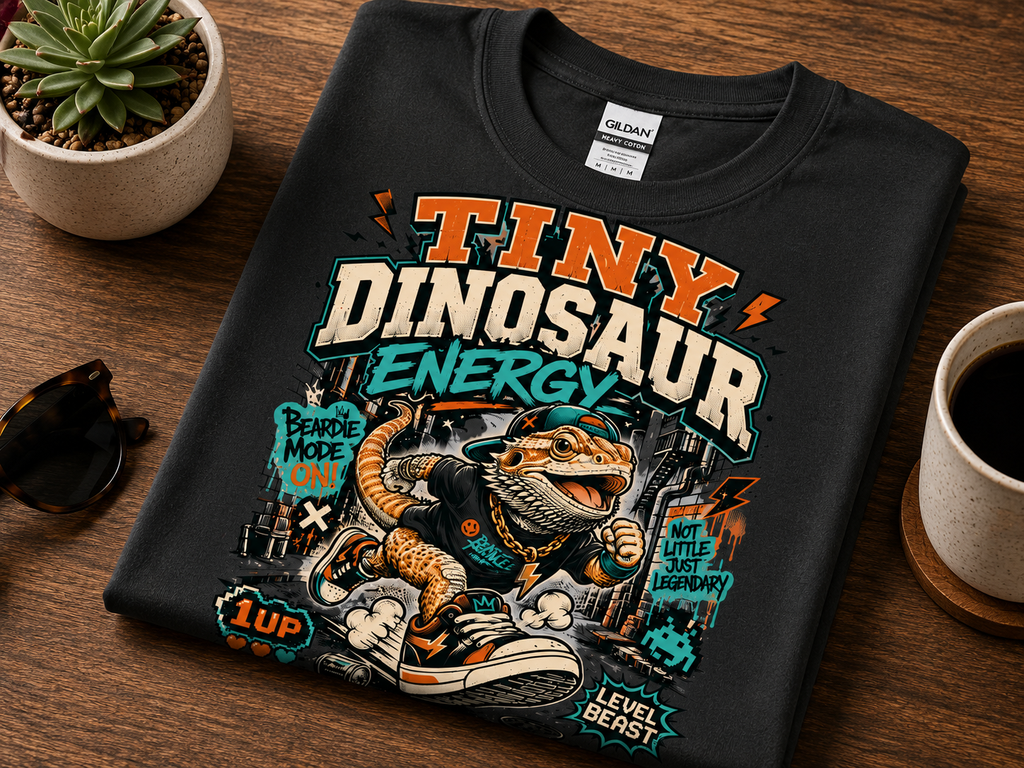 Tiny Dinosaur Energy Bearded Dragon T-Shirt | Funny Bearded Dragon Tee
