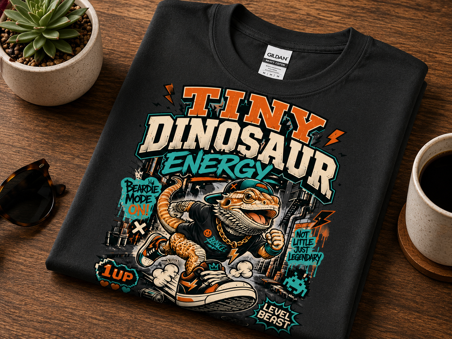 Tiny Dinosaur Energy Bearded Dragon T-Shirt | Funny Bearded Dragon Tee