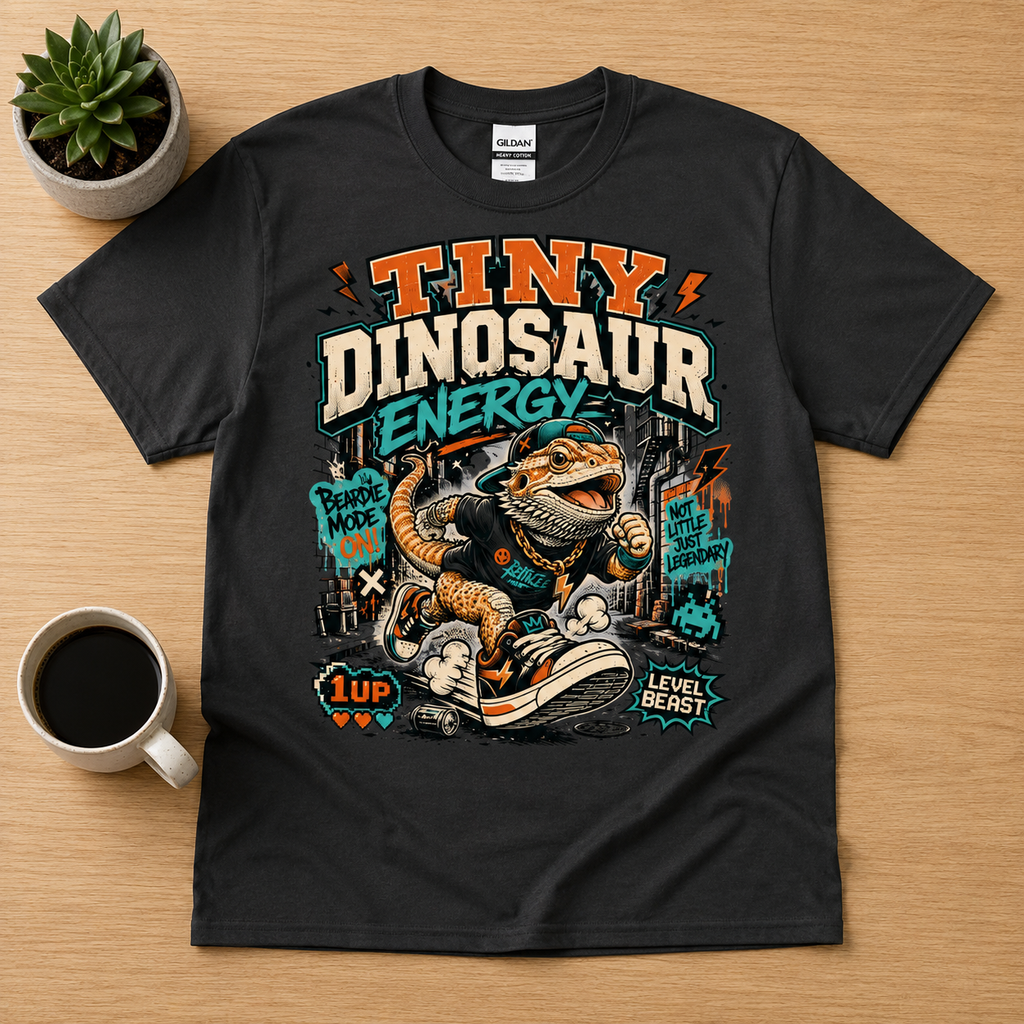 Tiny Dinosaur Energy Bearded Dragon T-Shirt | Funny Bearded Dragon Tee