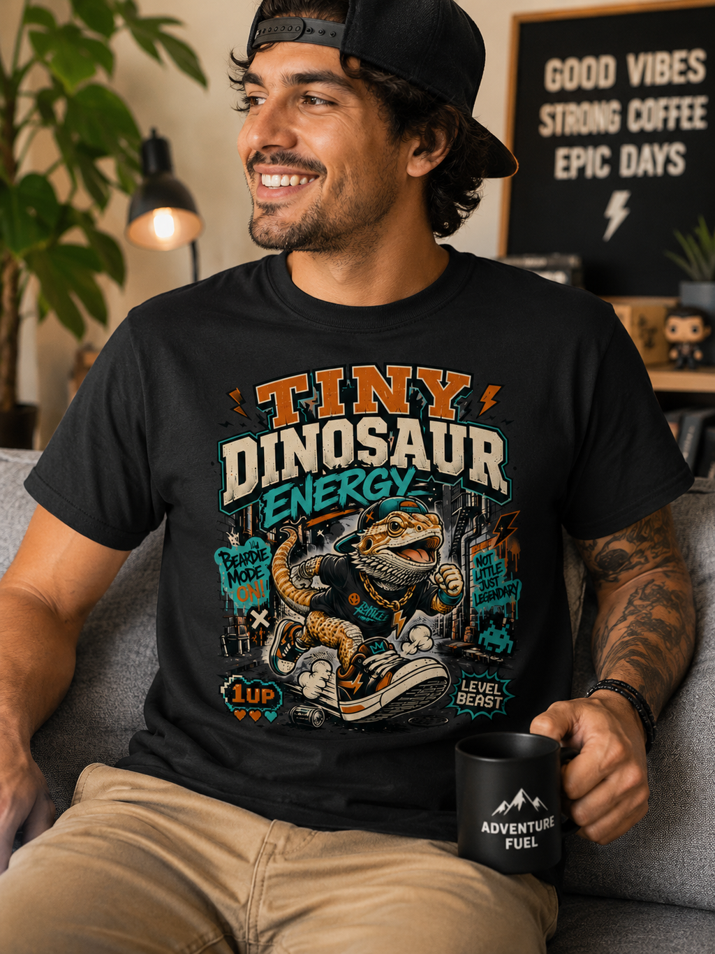 Tiny Dinosaur Energy Bearded Dragon T-Shirt | Funny Bearded Dragon Tee