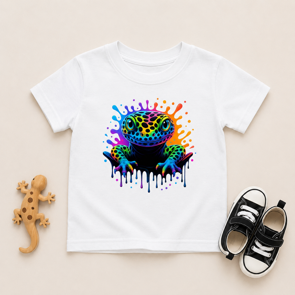 Colorful Toddler Rainbow Leopard Gecko Shirt