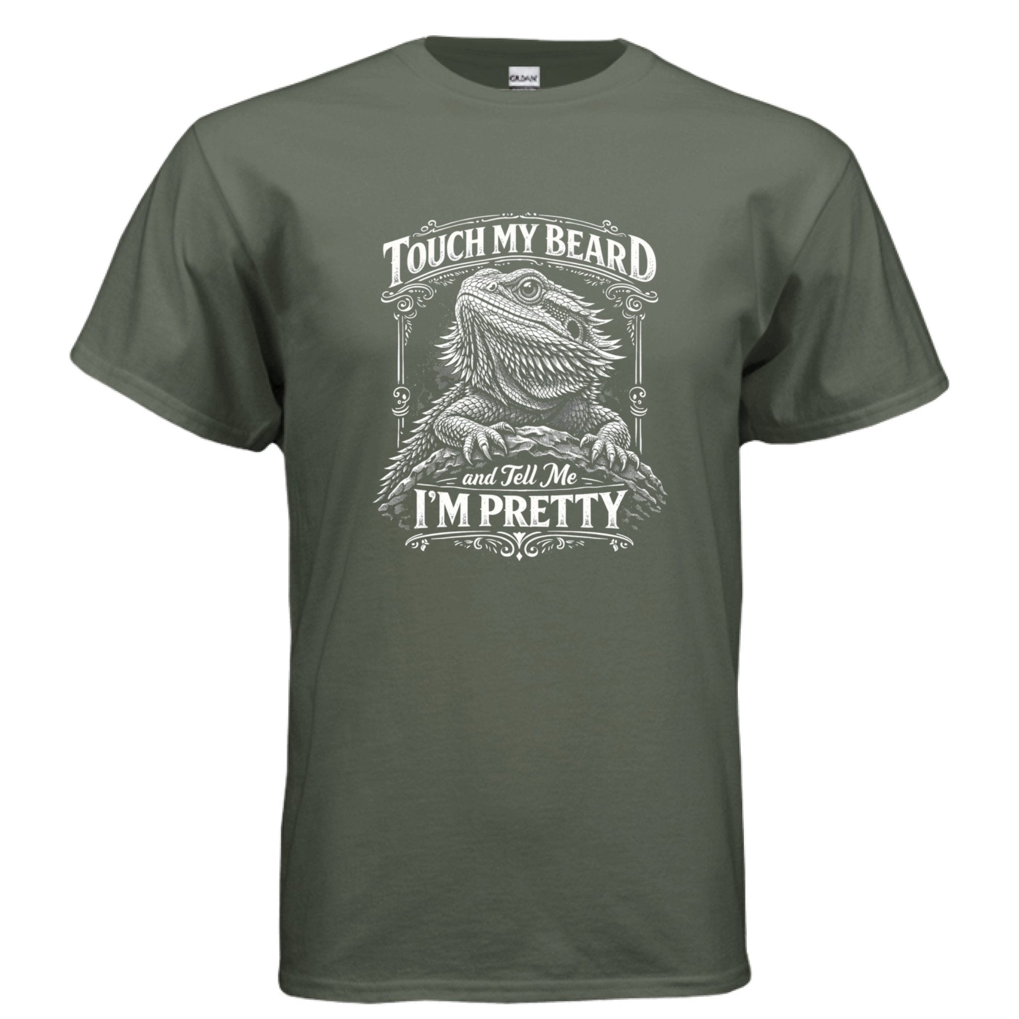 Touch My Beard and Tell Me I'm Pretty, Funny Bearded Dragon Graphic Tee - Red River Exotics LLC