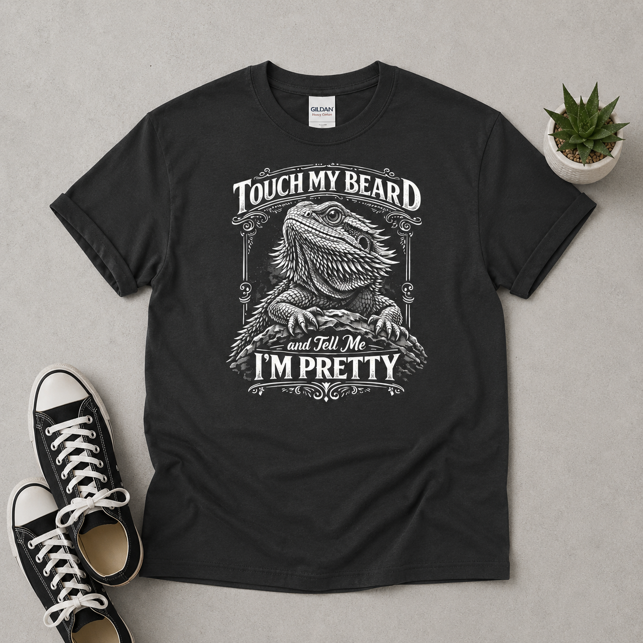 Touch My Beard and Tell Me I’m Pretty Shirt | Funny Bearded Dragon Tee