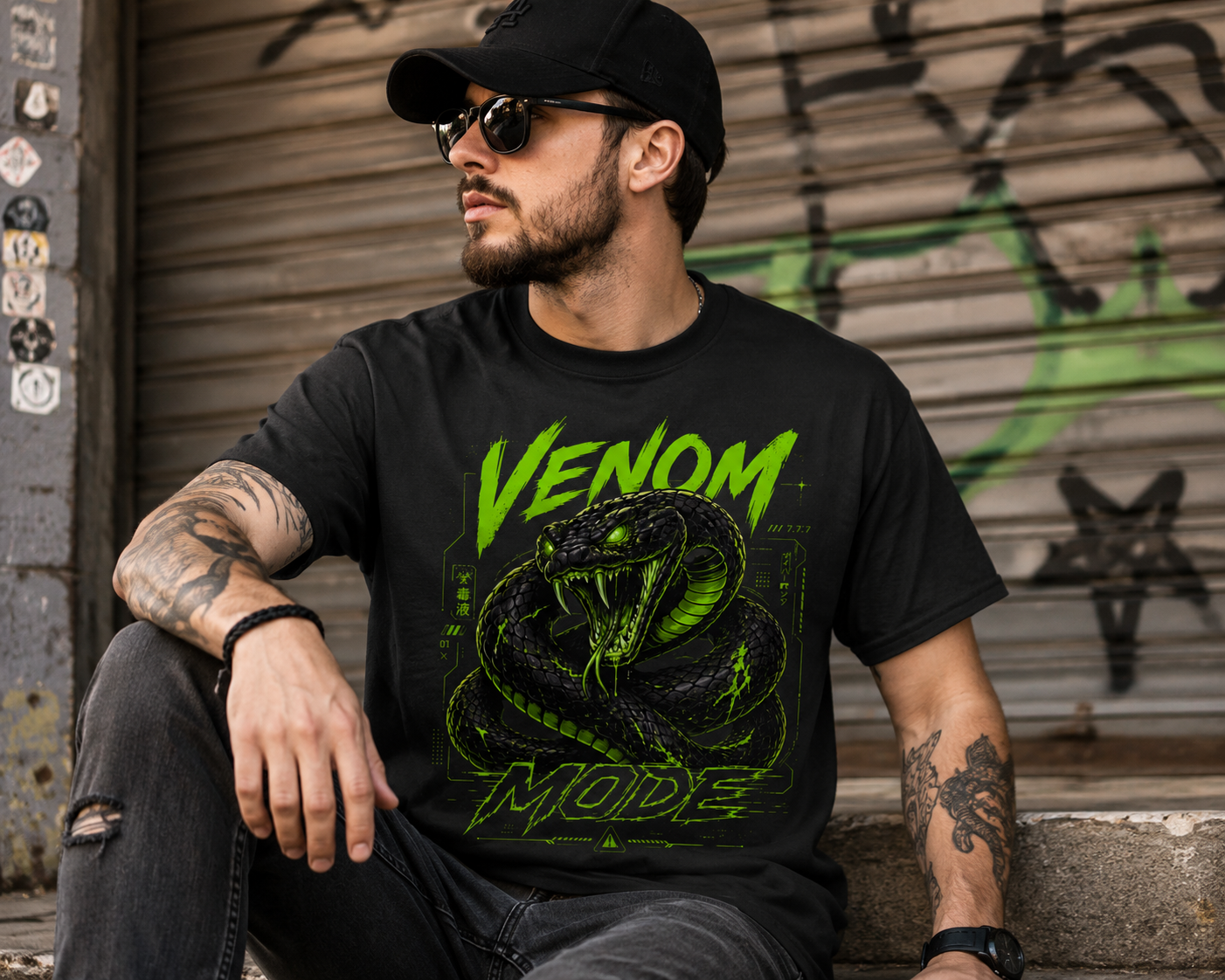 Venom Mode Snake T-Shirt – Cyberpunk Serpent Tee