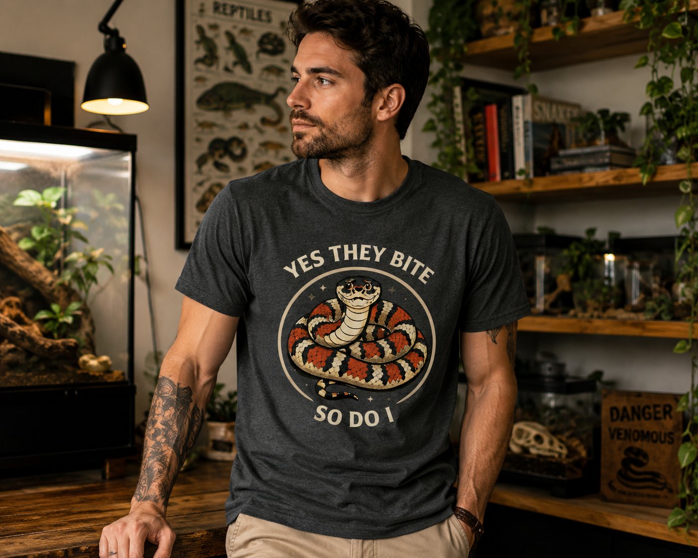 Yes They Bite So Do I Snake Shirt | Funny Sarcastic Reptile Tee 🐍😈