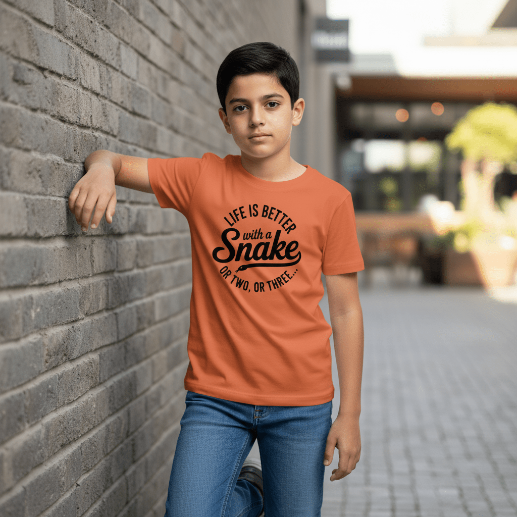 Youth Cotton Shirt: Life is Better with a Snake - Red River Exotics LLC