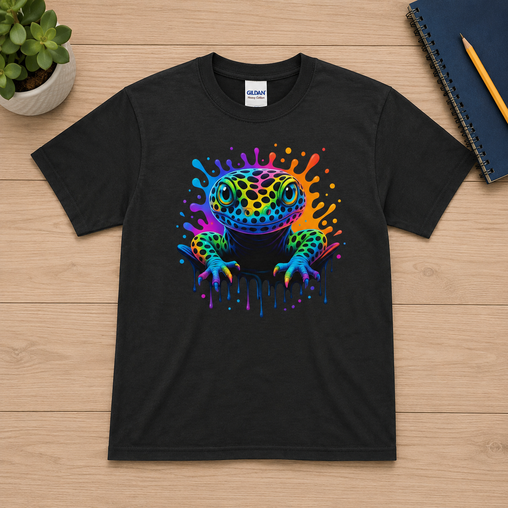Youth Rainbow Gecko Tee | Colorful Gecko Shirt for Kids