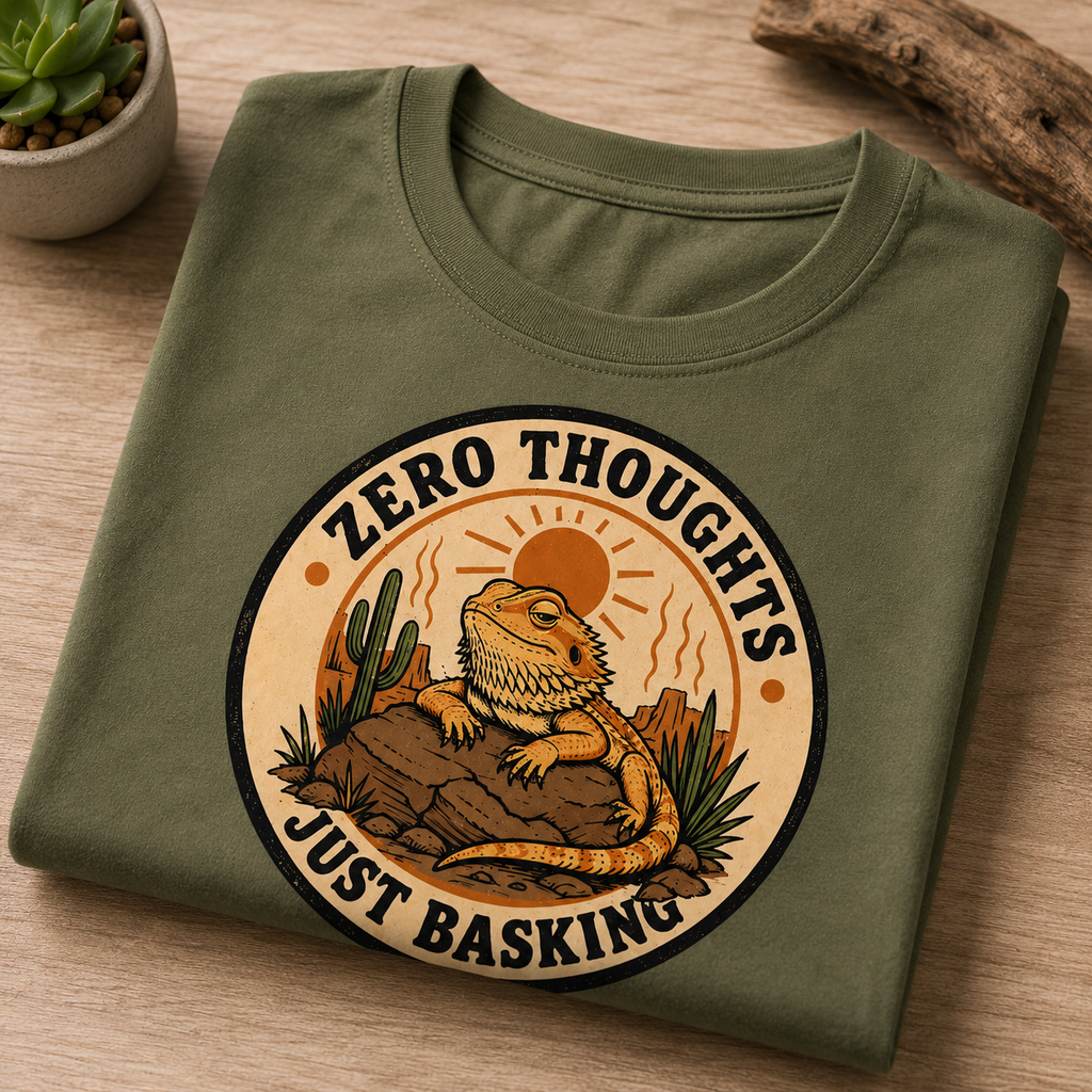 Zero Thoughts Just Basking - Bearded Dragon Tee
