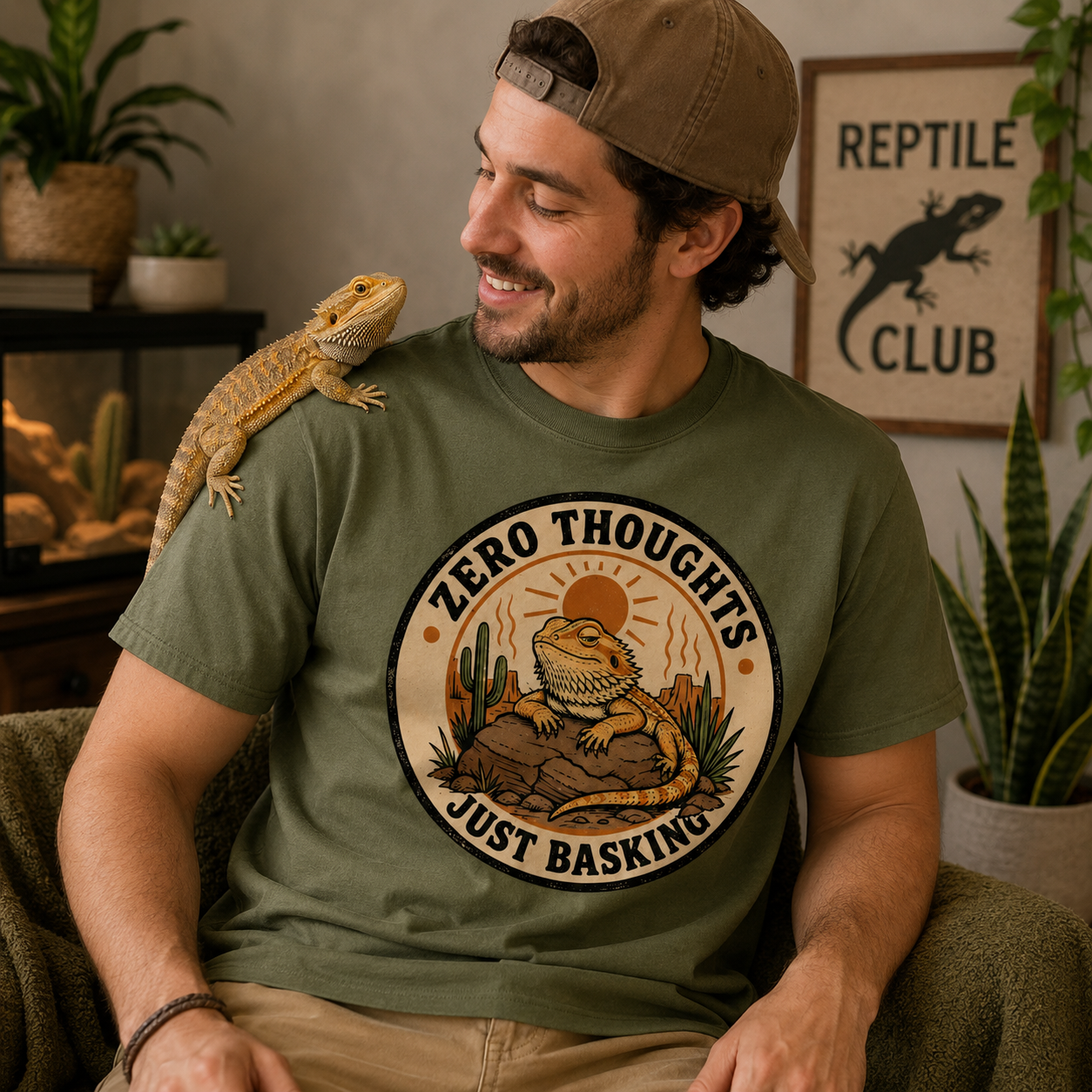 Zero Thoughts Just Basking - Bearded Dragon Tee